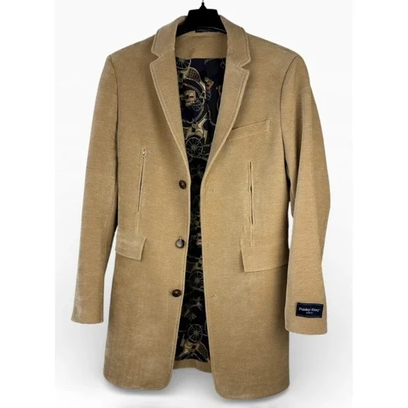 Paisley & Gray Mens XL Tan Soft Ribbed Knit Sport Coat Blazer Slim Fit *Flawed* - Picture 3 of 16